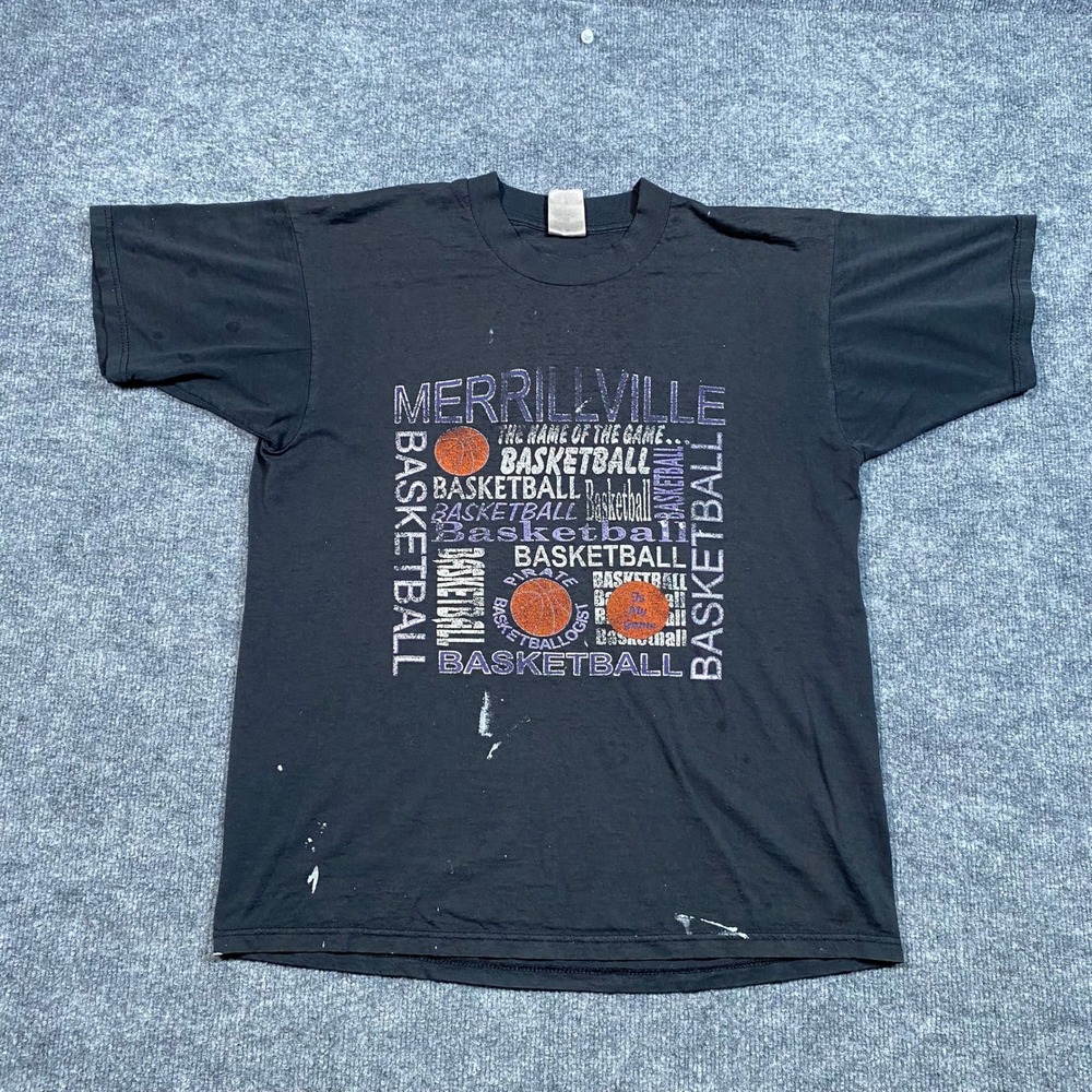 Vintage Fruit of the Loom Merrillville Basketball Pepsi Shirt Black Large 90s
